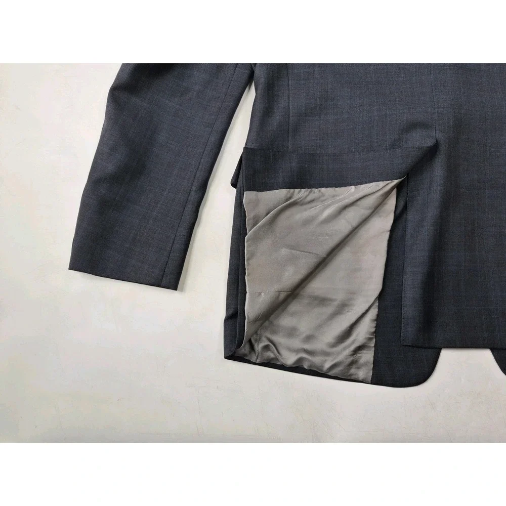 Hart Schaffner Marx Wool Sport Coat 40R Blue Brown Plaid USA 2 Button Mens